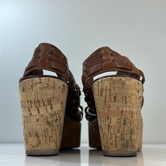 Tory Burch Killian Wedge Sandal Woven Leather Cork Platform Shoe Size 10 - Picture 6 of 16